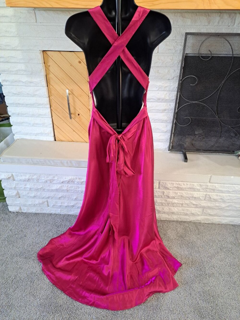 Vtg Jessica McClintock Gunne Sax Pink Satin Evening Gown Dress Rhinestone 5 USA - Picture 4 of 13